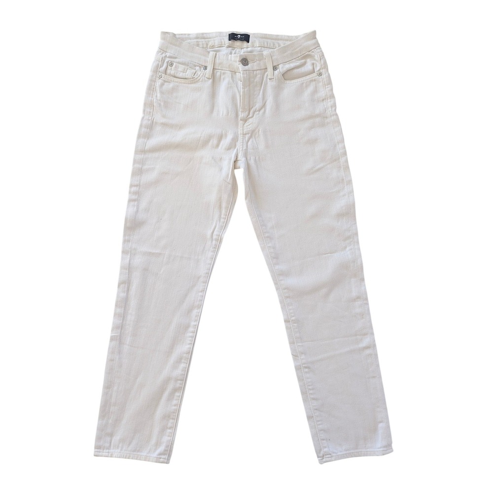 7 For All Mankind‎ Jeans Women 27 White Kimmie Crop Straight Leg Stretch Denim